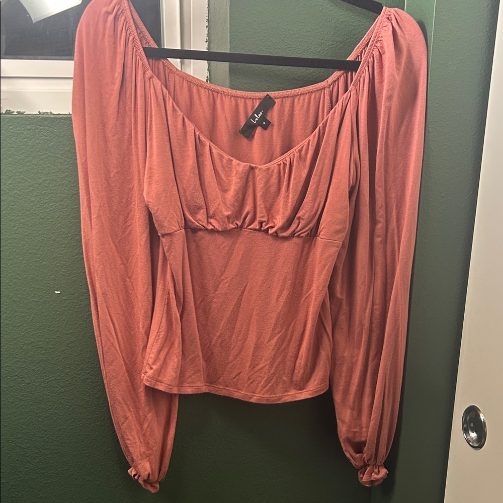 Lulu's Coral Long Sleeve Blouse